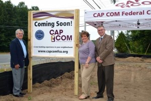 From left, CAP COM Federal Credit Union Board Chairman Edward Gilligan, President/CEO Paula Stopera and VP of Innovation and Project Management Robert Roemer, visit the site of what will be CAP COM’s newest branch on Route 9 in Malta. The branch is set to open in January. Also on site, but not pictured, were representatives of BBL Construction and Woodward, Connor, Gillies & Seleman Architects, who are partnering with CAP COM to deliver the state-of-the-art branch to mimic the credit union’s CAP COM Financial Center in Albany. Visit www.capcomfcu.org to find out more.