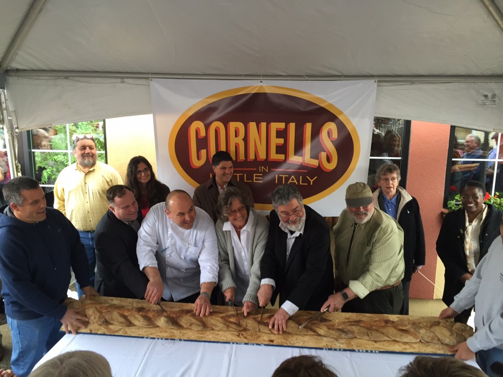 Cornells in Little Italy bread cutting 5 2 16