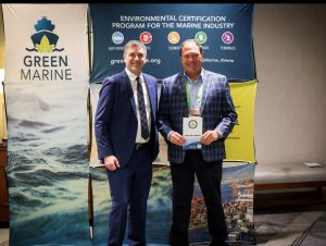 CAPTION: (from L.) David Bolduc, President and CEO for Green Marine International with John Kosa, Port of Albany Director of Operations and Facilities at GreenTech 2025 in New Orleans